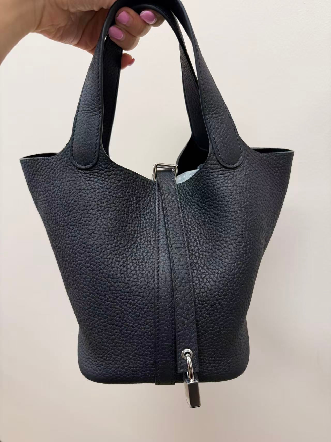 HERMES Picotin 18 Black Silver