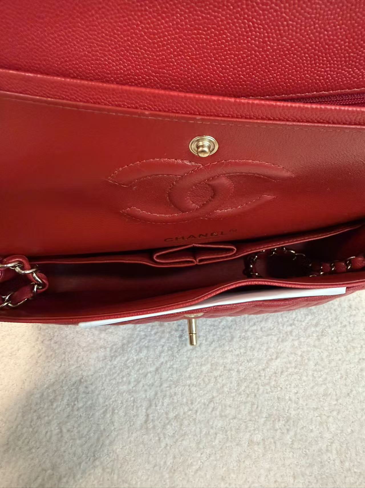 CHANEL CLASSIC DOUBLE FLAP QUILTED MEDIUM RED GOLD
