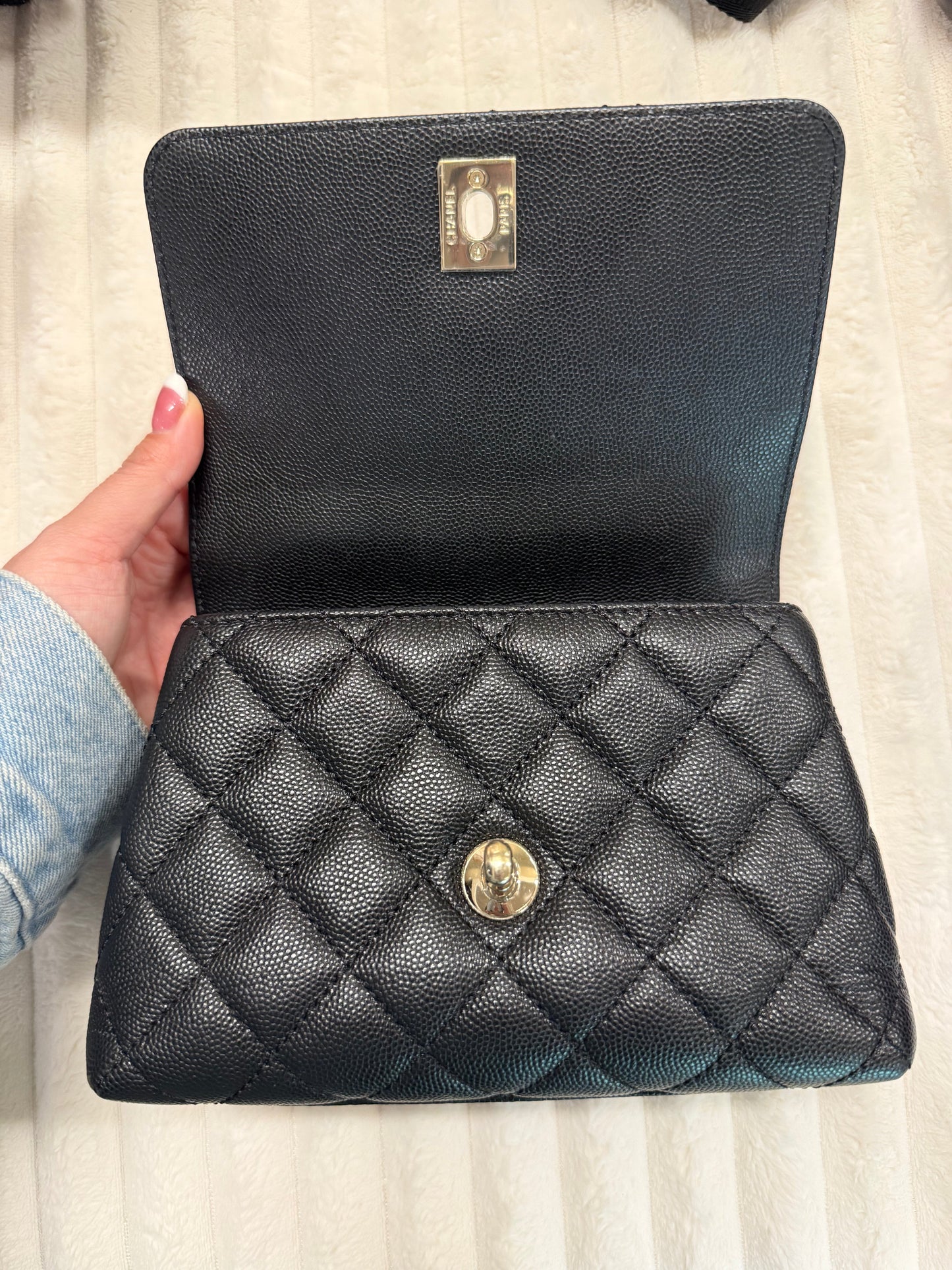 Chanel Caviar Quilted Extra Small Coco Handle Flap Black