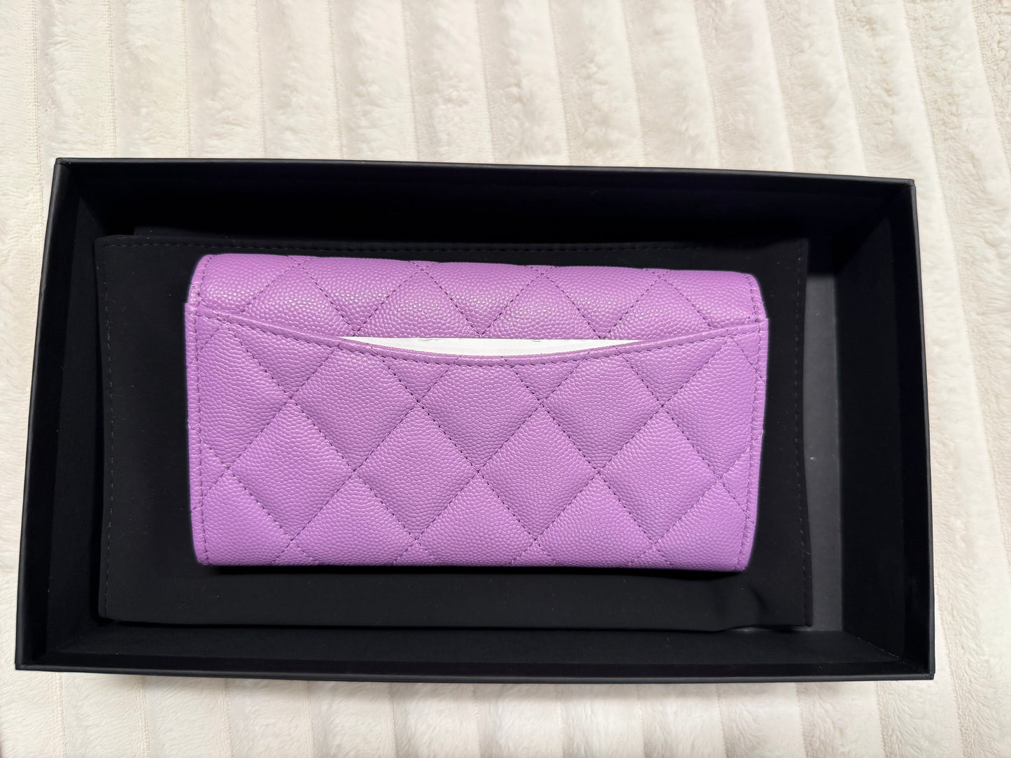 Chanel CC Gusset Classic Flap Wallet Quilted Caviar