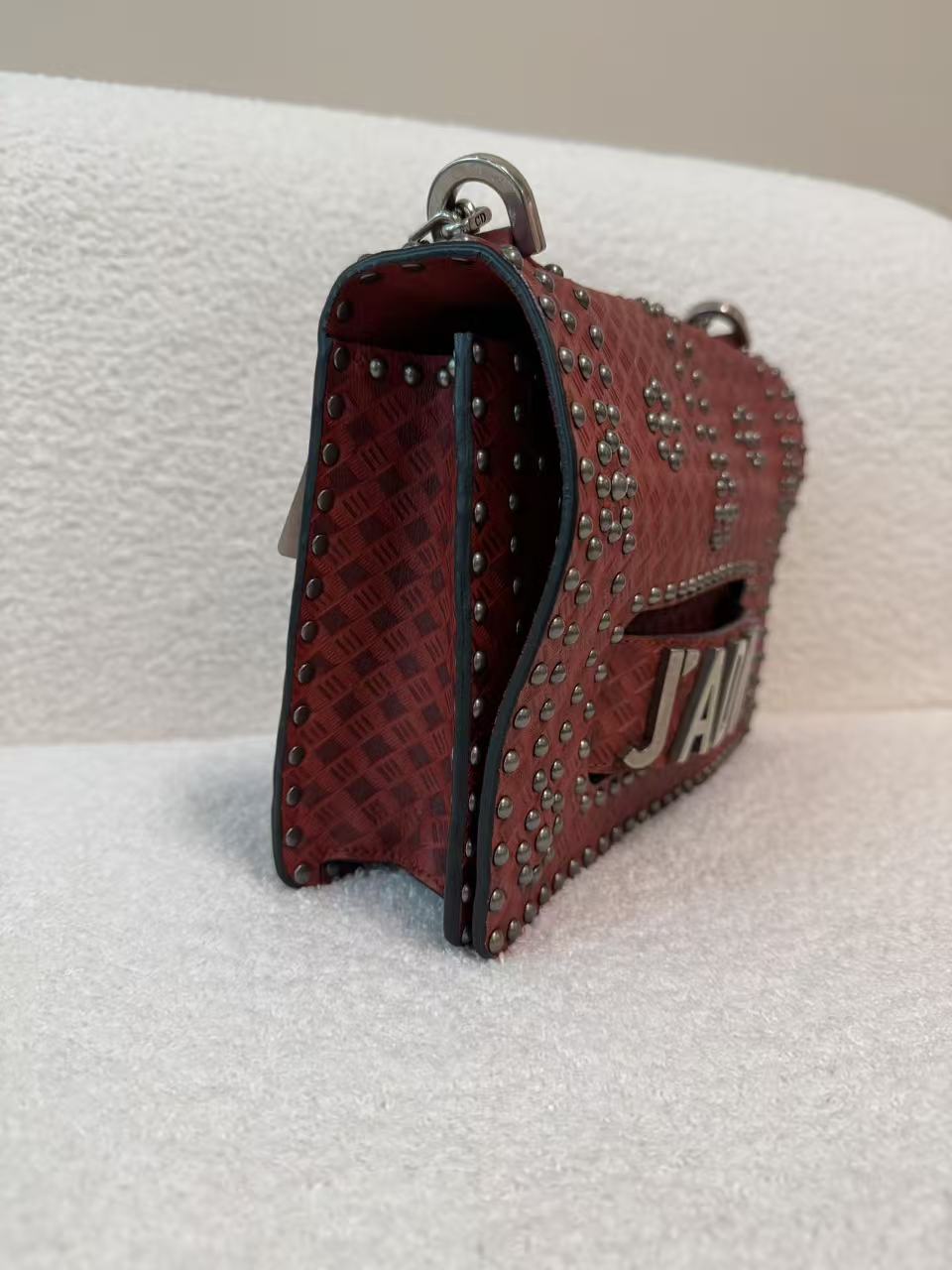 CHRISTIAN DIOR J'ADIOR FLAP BAG STUDDED EMBOSSED LEATHER MEDIUM