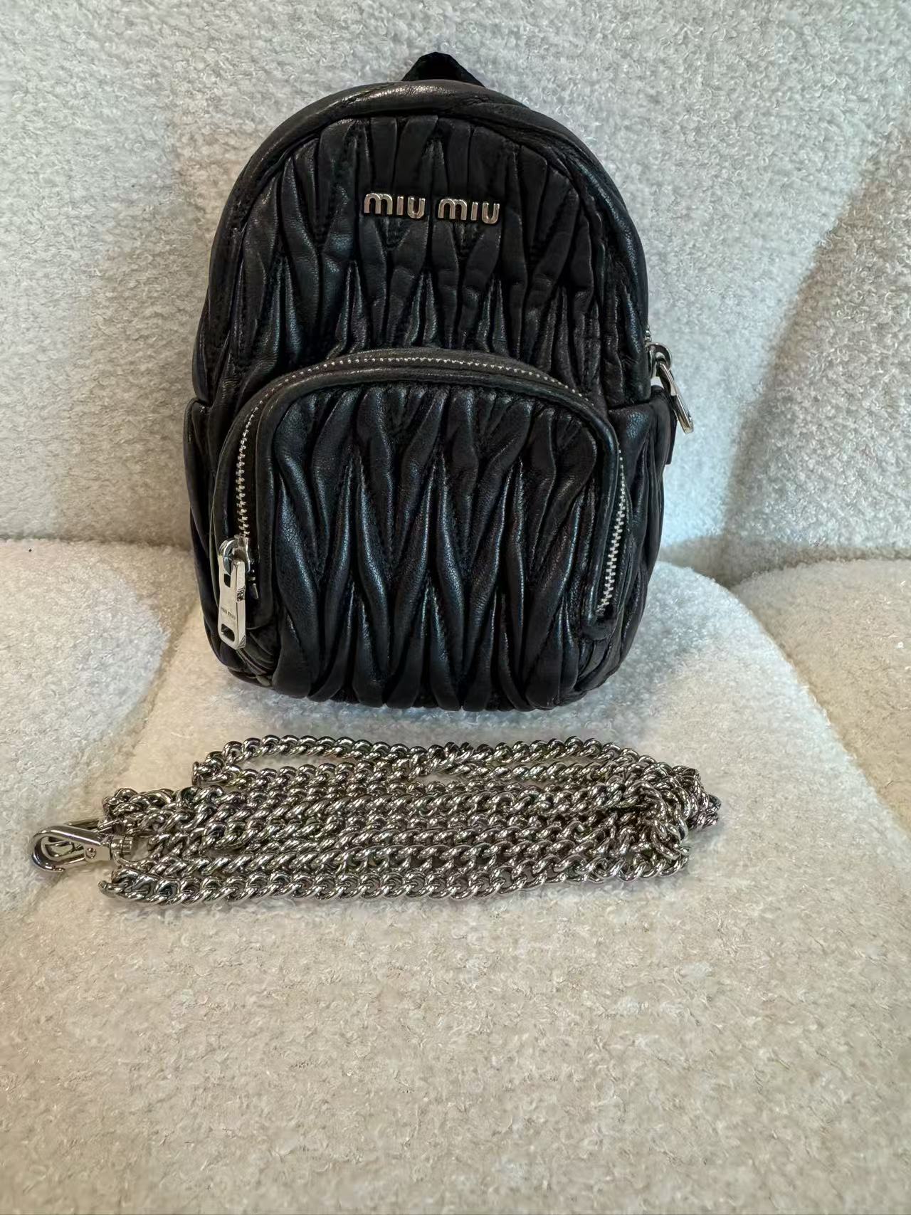 MIU MIU MINI MATELASSÉ LEATHER BACKPACK CROSSBODY BAG