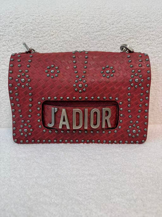 CHRISTIAN DIOR J'ADIOR FLAP BAG STUDDED EMBOSSED LEATHER MEDIUM