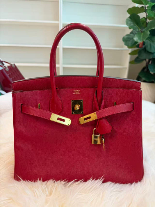 HERMÈS BIRKIN 30 ROUGE CASAQUE EP LEATHER