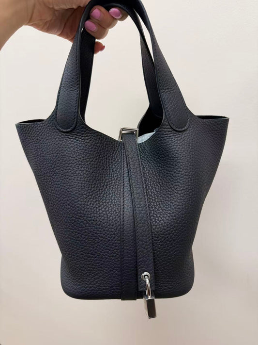 HERMES Picotin 18 Black Silver