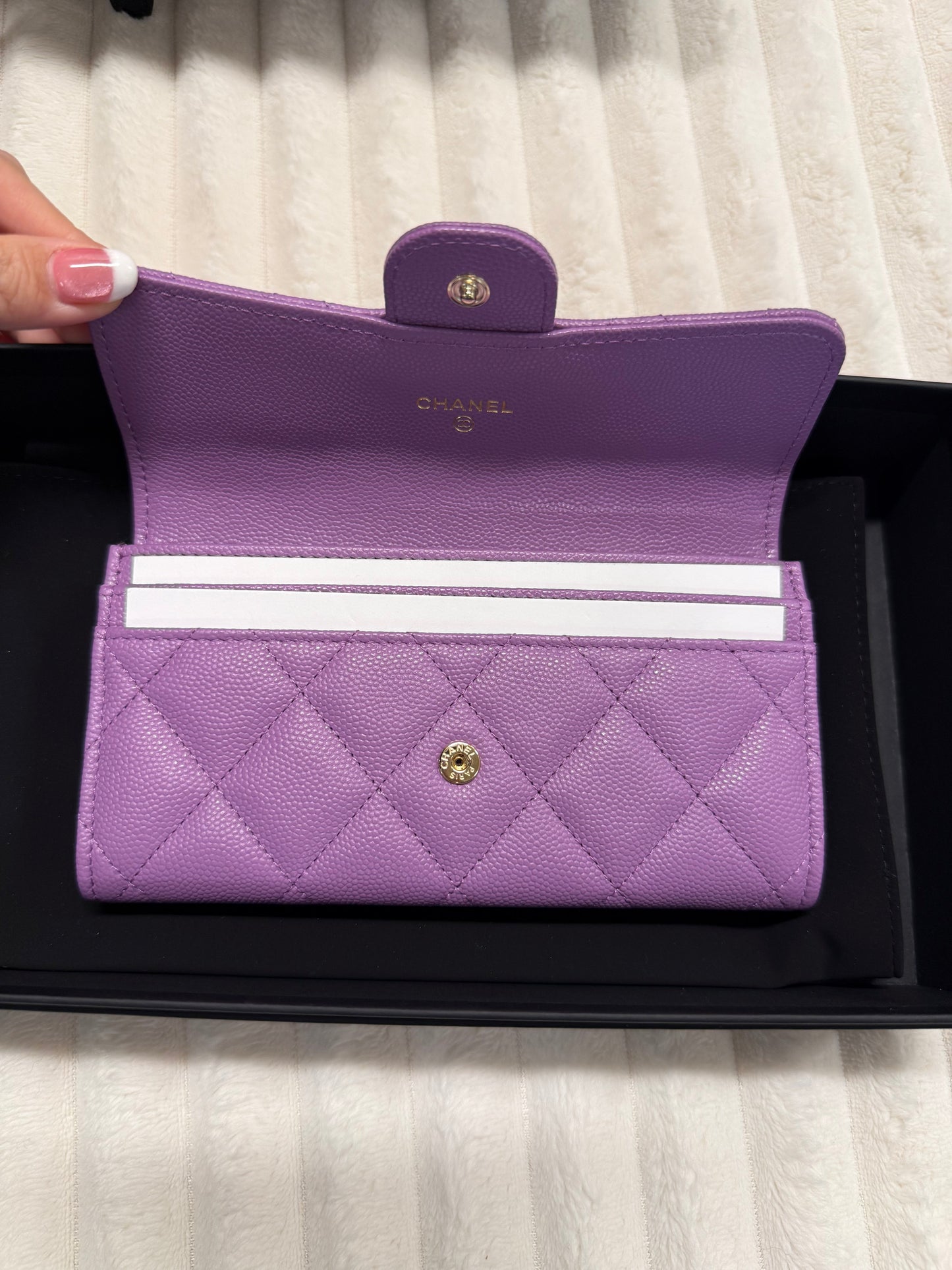 Chanel CC Gusset Classic Flap Wallet Quilted Caviar