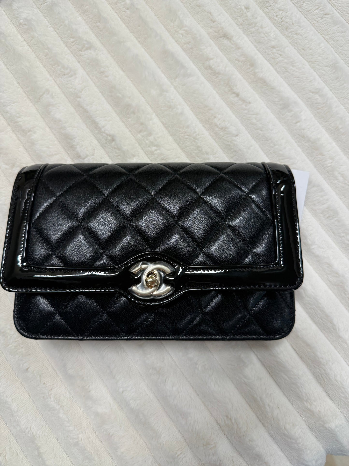 Chanel Black Quilted Lambskin Leather Hold The Line CC WOC Clutch Bag