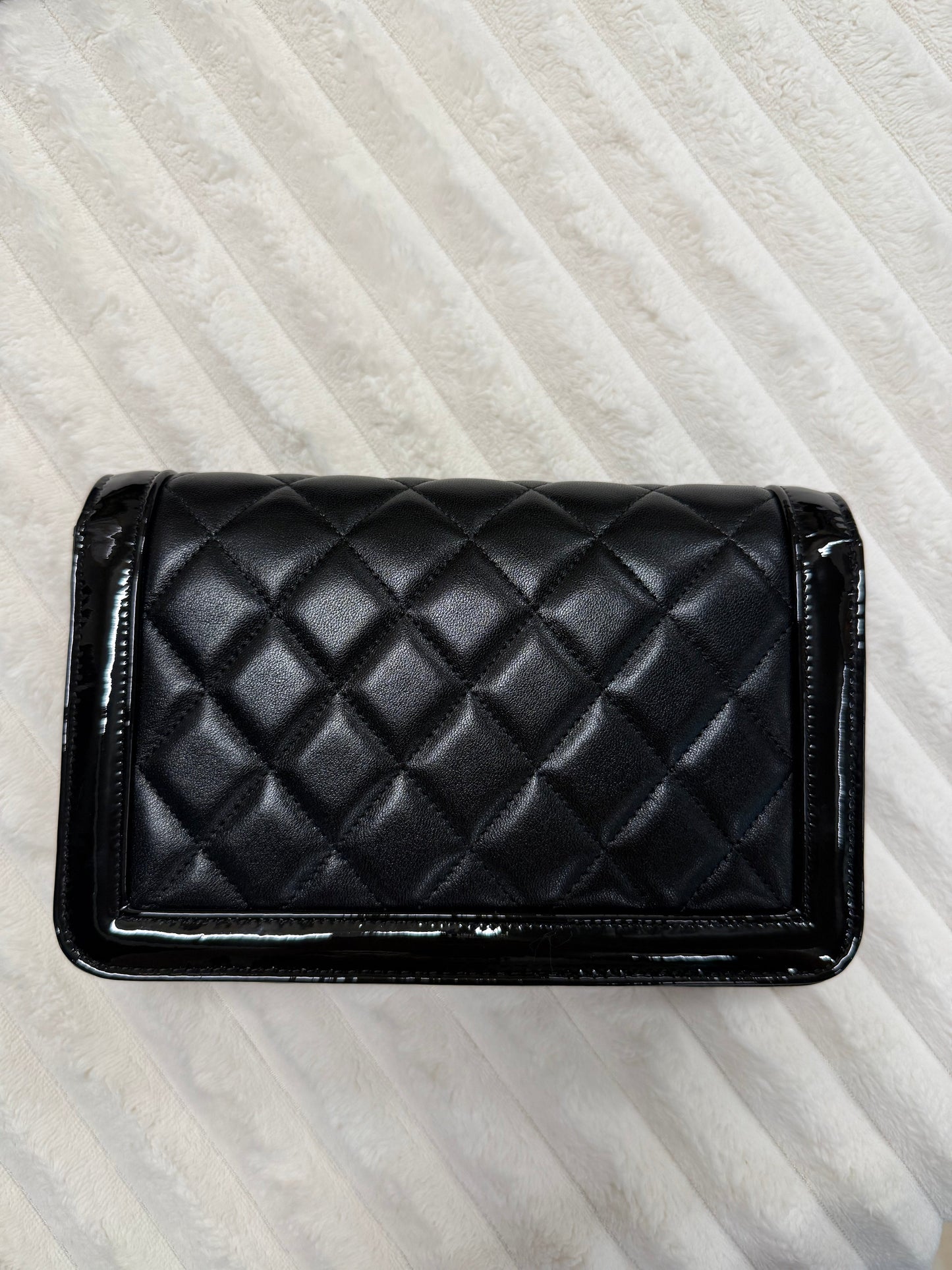 Chanel Black Quilted Lambskin Leather Hold The Line CC WOC Clutch Bag