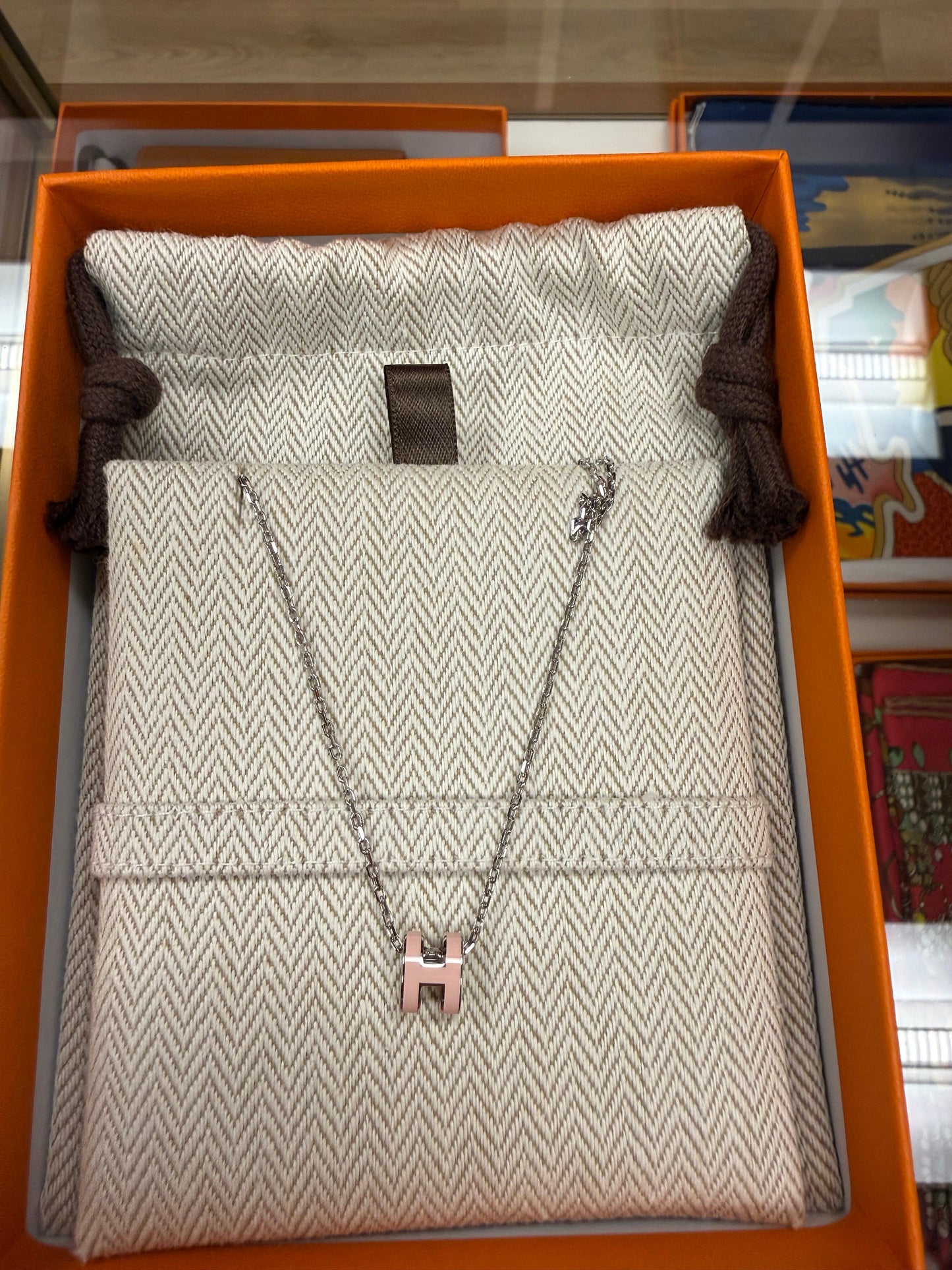 Mini Pop H Hermes Necklace Rose Dragee Rose/Silver